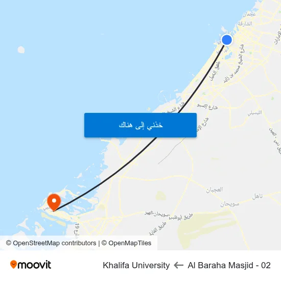 Al Baraha Masjid - 02 to Khalifa University map