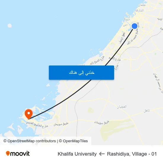 Rashidiya, Village - 01 to Khalifa University map