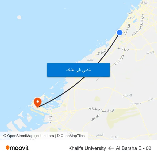 Al Barsha E - 02 to Khalifa University map