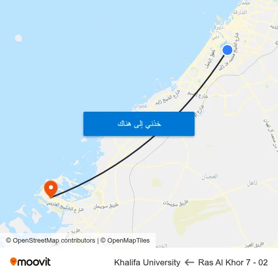 Ras Al Khor 7 - 02 to Khalifa University map