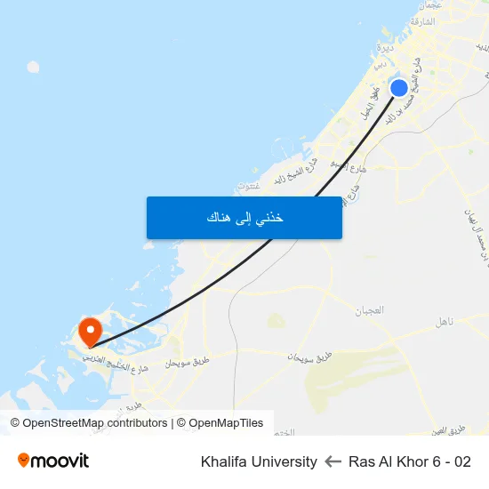Ras Al Khor 6 - 02 to Khalifa University map