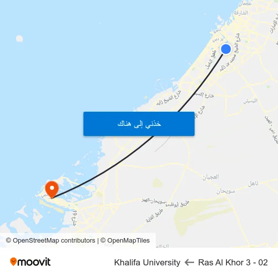 Ras Al Khor 3 - 02 to Khalifa University map