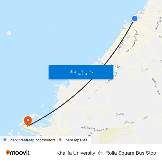 Rolla Square Bus Stop to Khalifa University map