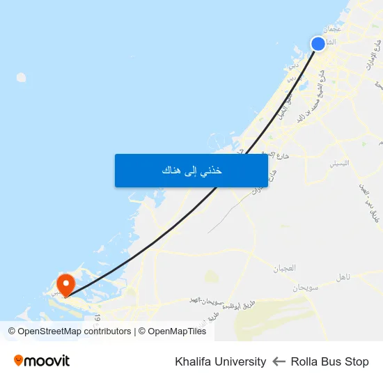 Rolla Bus Stop to Khalifa University map