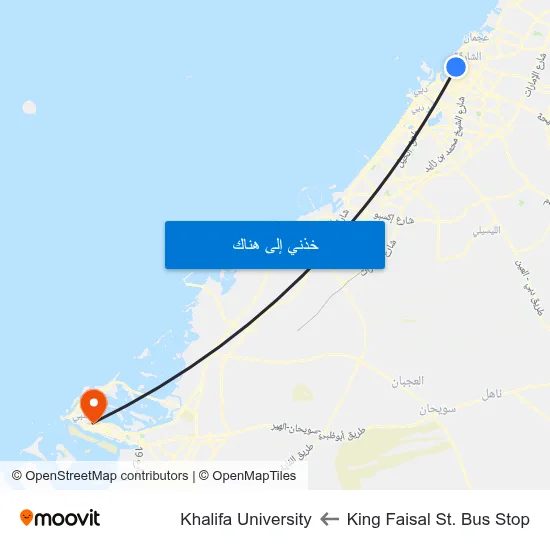 King Faisal St. Bus Stop to Khalifa University map
