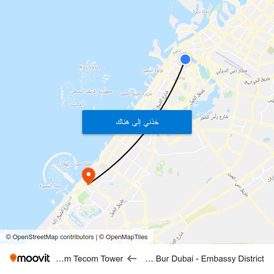 Holiday Inn Bur Dubai - Embassy District to Al Salam Tecom Tower map