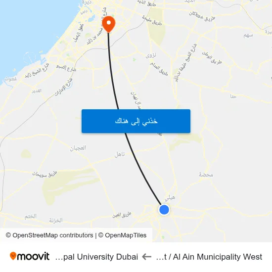 1st St  / Al Ain Municipality West to Manipal University Dubai map
