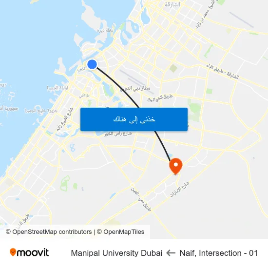Naif, Intersection - 01 to Manipal University Dubai map