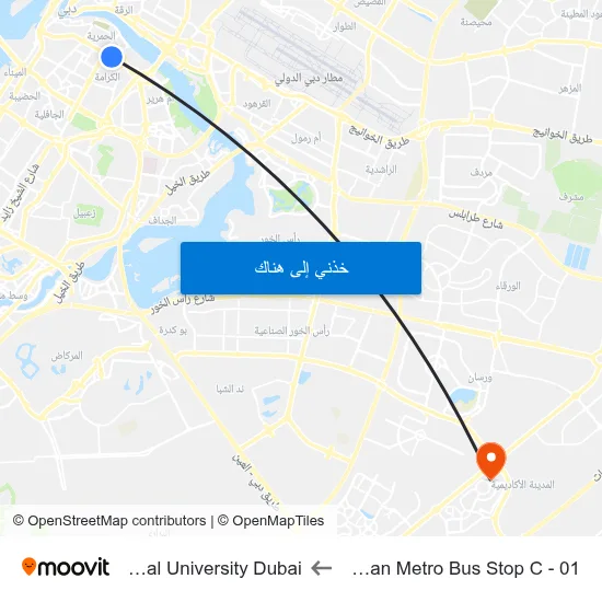 Burjuman Metro Bus Stop C - 01 to Manipal University Dubai map