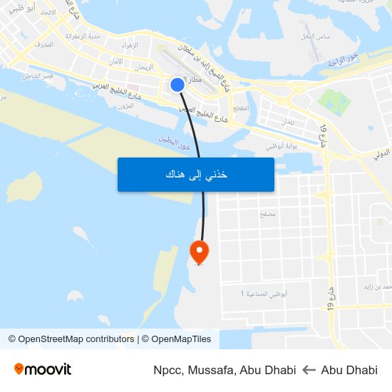 Abu Dhabi to Npcc, Mussafa, Abu Dhabi map