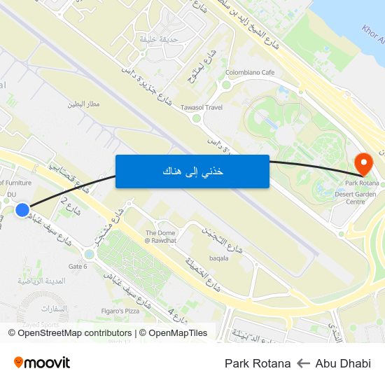 Abu Dhabi to Park Rotana map