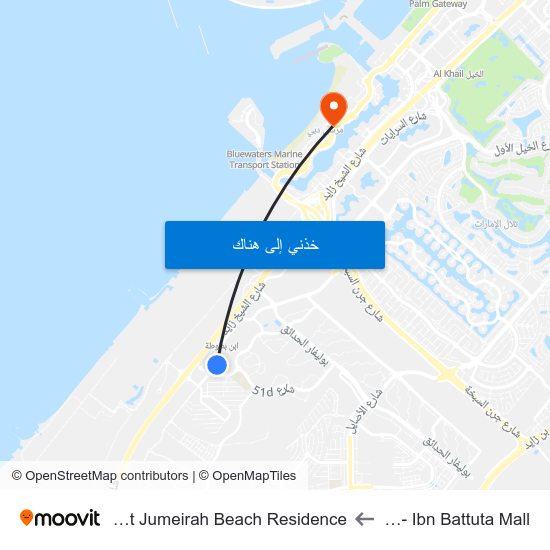 Tunisia - Ibn Battuta Mall to The Walk at Jumeirah Beach Residence map