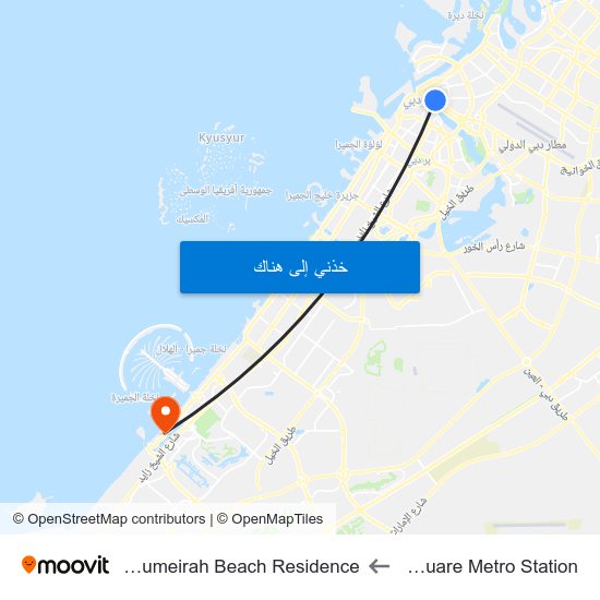 Baniyas Square Metro Station to The Walk at Jumeirah Beach Residence map