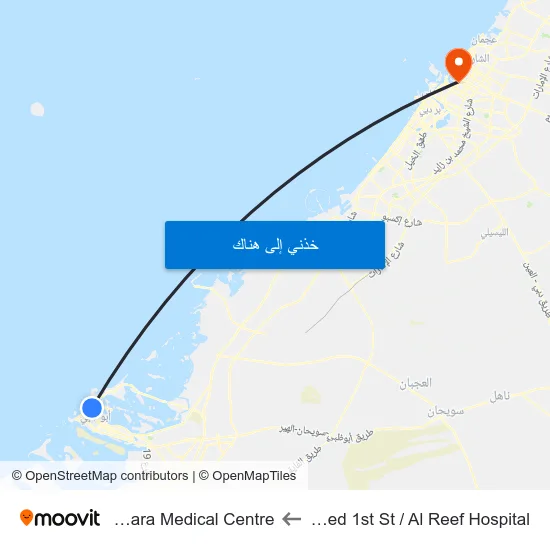 Zayed 1st St / Al Reef Hospital to Sahara Medical Centre map