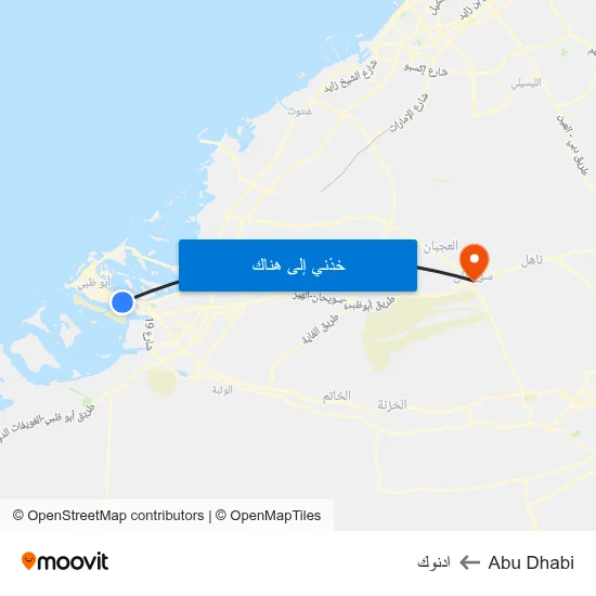Abu Dhabi to ادنوك map