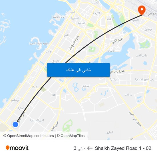 Shaikh Zayed  Road 1 - 02 to مبنى 3 map