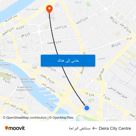 Deira City Centre to مستشفى البراحة map