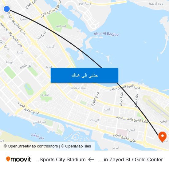 Sultan Bin Zayed St / Gold Center to Zayed Sports City Stadium map