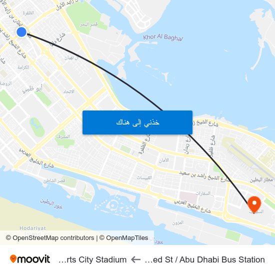 Hazaa Bin Zayed St /  Abu Dhabi Bus Station to Zayed Sports City Stadium map