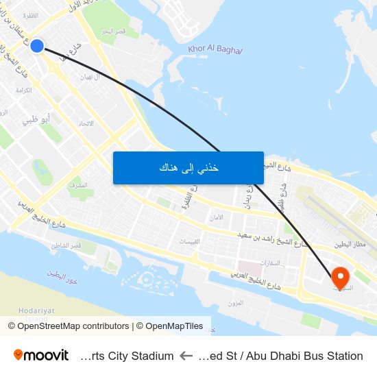 Sultan Bin Zayed St / Abu Dhabi Bus Station to Zayed Sports City Stadium map