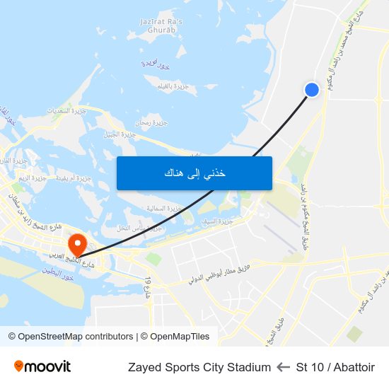 St 10 / Abattoir to Zayed Sports City Stadium map
