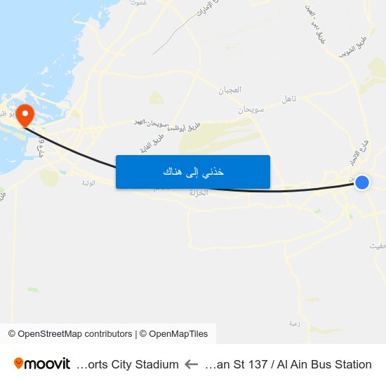 Zayed Ibn Sultan St 137 / Al Ain Bus Station to Zayed Sports City Stadium map