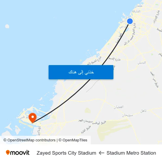 Stadium Metro Station to Zayed Sports City Stadium map