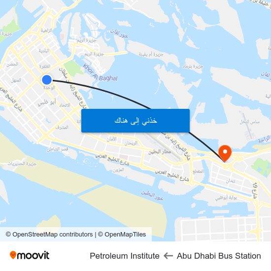 Abu Dhabi Bus Station to Petroleum Institute map