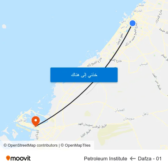 Dafza - 01 to Petroleum Institute map