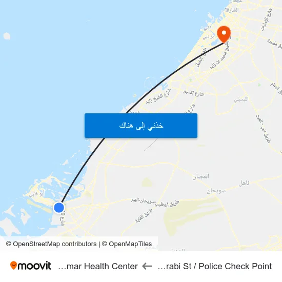 Al Khaleej Al Arabi St / Police Check Point to Nadd Al Hamar Health Center map