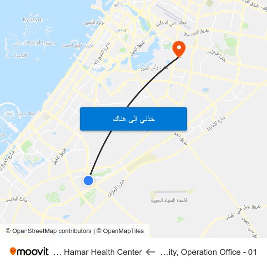 Studio City, Operation Office - 01 to Nadd Al Hamar Health Center map