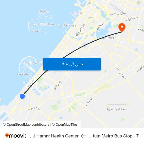 Ibn Battuta  Metro Bus Stop - 7 to Nadd Al Hamar Health Center map