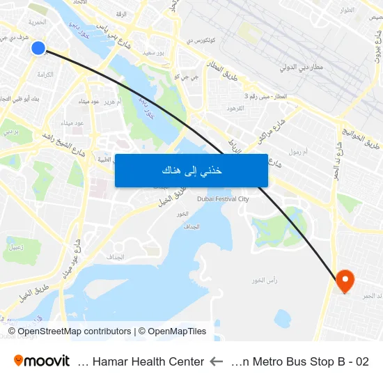 Burjuman Metro Bus Stop B - 02 to Nadd Al Hamar Health Center map