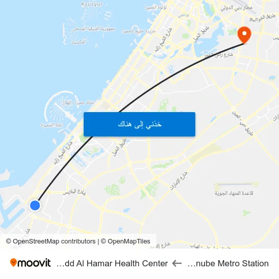 Danube Metro Station to Nadd Al Hamar Health Center map
