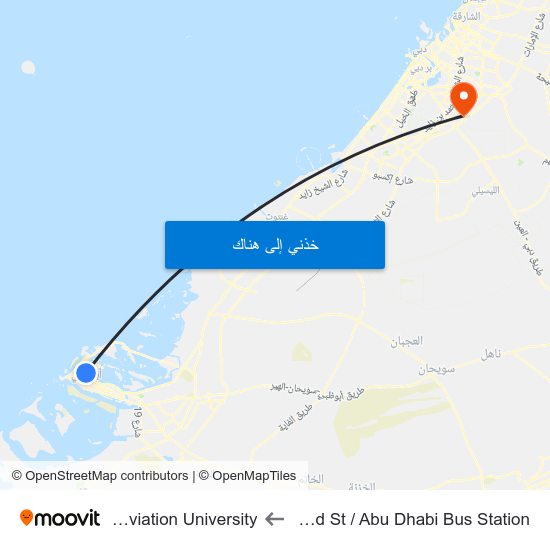 Sultan Bin Zayed St / Abu Dhabi Bus Station to Emirates Aviation University map