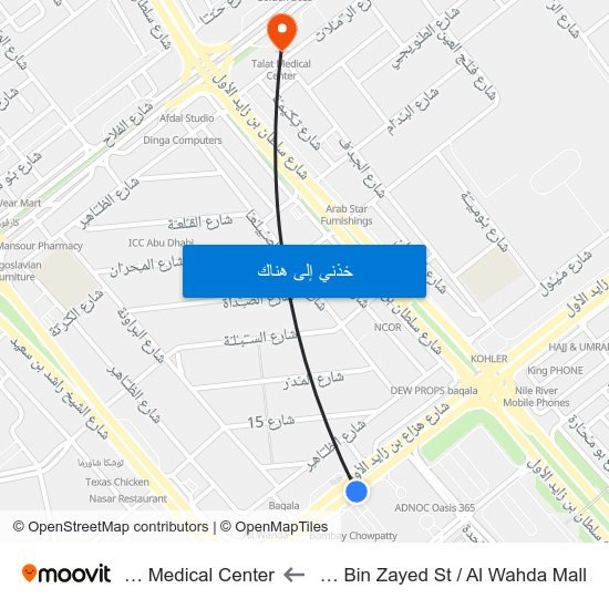 Hazaa Bin Zayed St / Al Wahda Mall to Talat Medical Center map