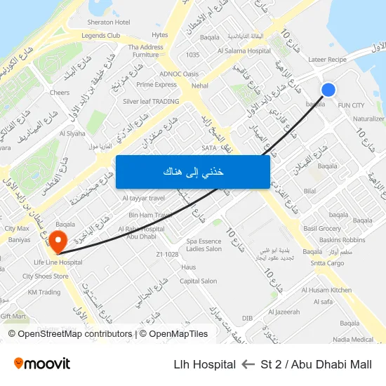 St 2 / Abu Dhabi Mall to Llh Hospital map