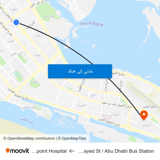 Sultan Bin Zayed St / Abu Dhabi Bus Station to Healthpoint Hospital map