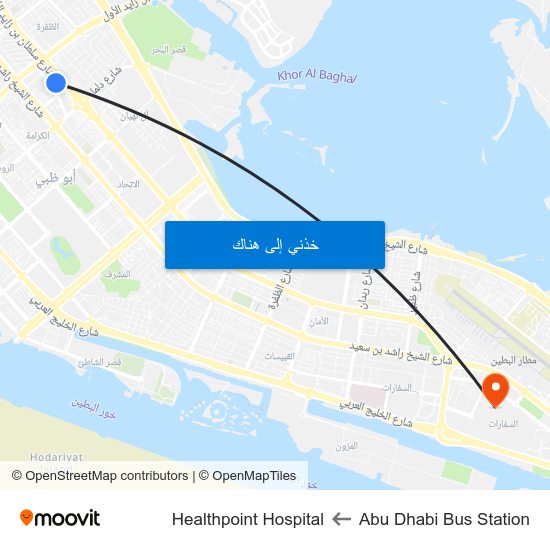 Abu Dhabi Bus Station to Healthpoint Hospital map