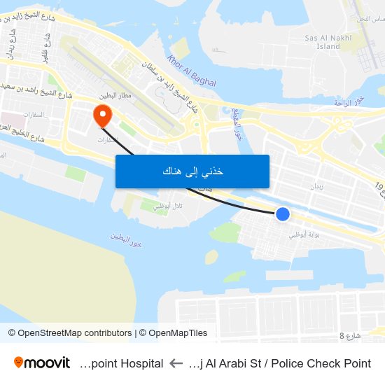 Al Khaleej Al Arabi St / Police Check Point to Healthpoint Hospital map
