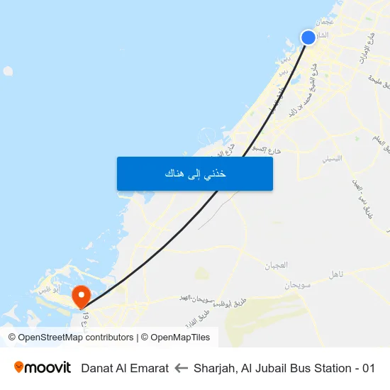 Sharjah, Al Jubail Bus Station - 01 to Danat Al Emarat map