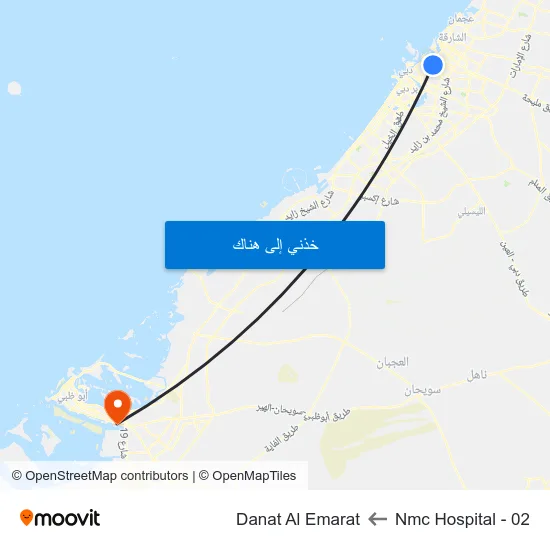 Nmc Hospital - 02 to Danat Al Emarat map