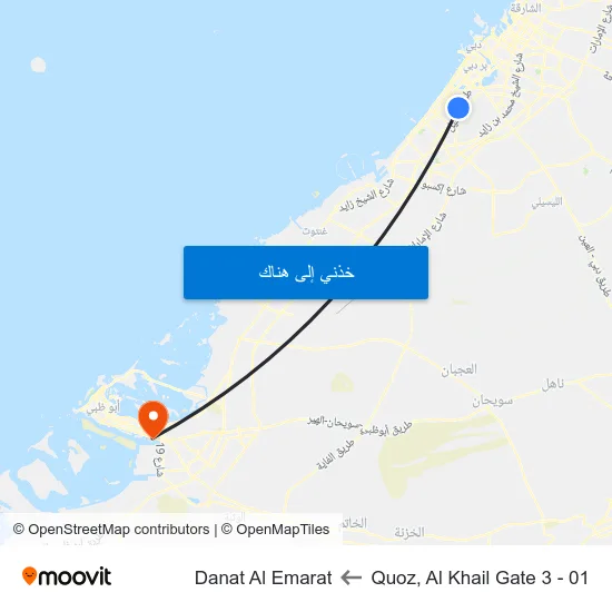 Quoz, Al Khail Gate 3 - 01 to Danat Al Emarat map