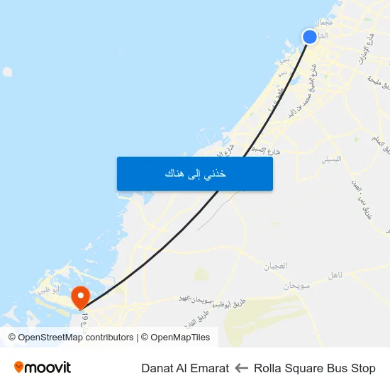 Rolla Square Bus Stop to Danat Al Emarat map