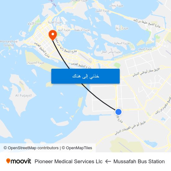 Mussafah Bus Station to Pioneer Medical Services Llc map