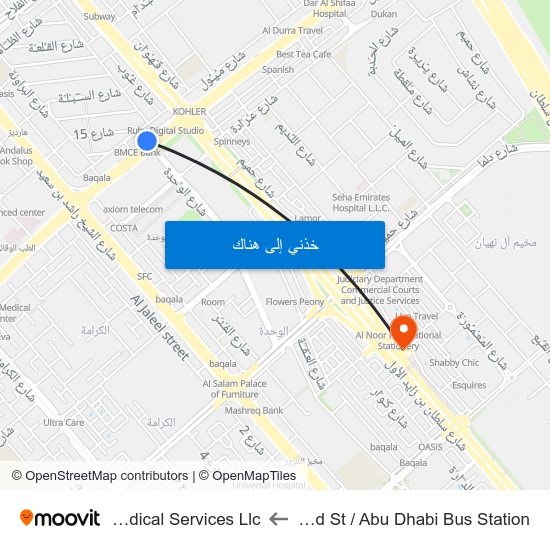 Hazaa Bin Zayed St /  Abu Dhabi Bus Station to Pioneer Medical Services Llc map
