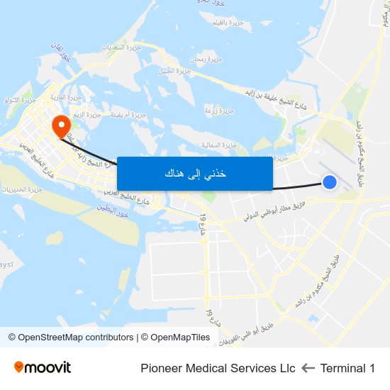 Terminal 1 to Pioneer Medical Services Llc map
