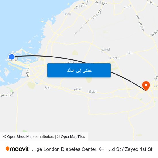 Sultan Bin Zayed St / Zayed 1st St to Tawam Imperial College London Diabetes Center map