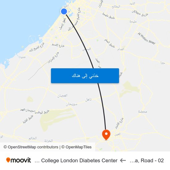 Hudheiba, Road - 02 to Tawam Imperial College London Diabetes Center map