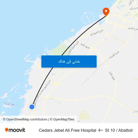 St 10 / Abattoir to Cedars Jebel Ali Free Hospital map
